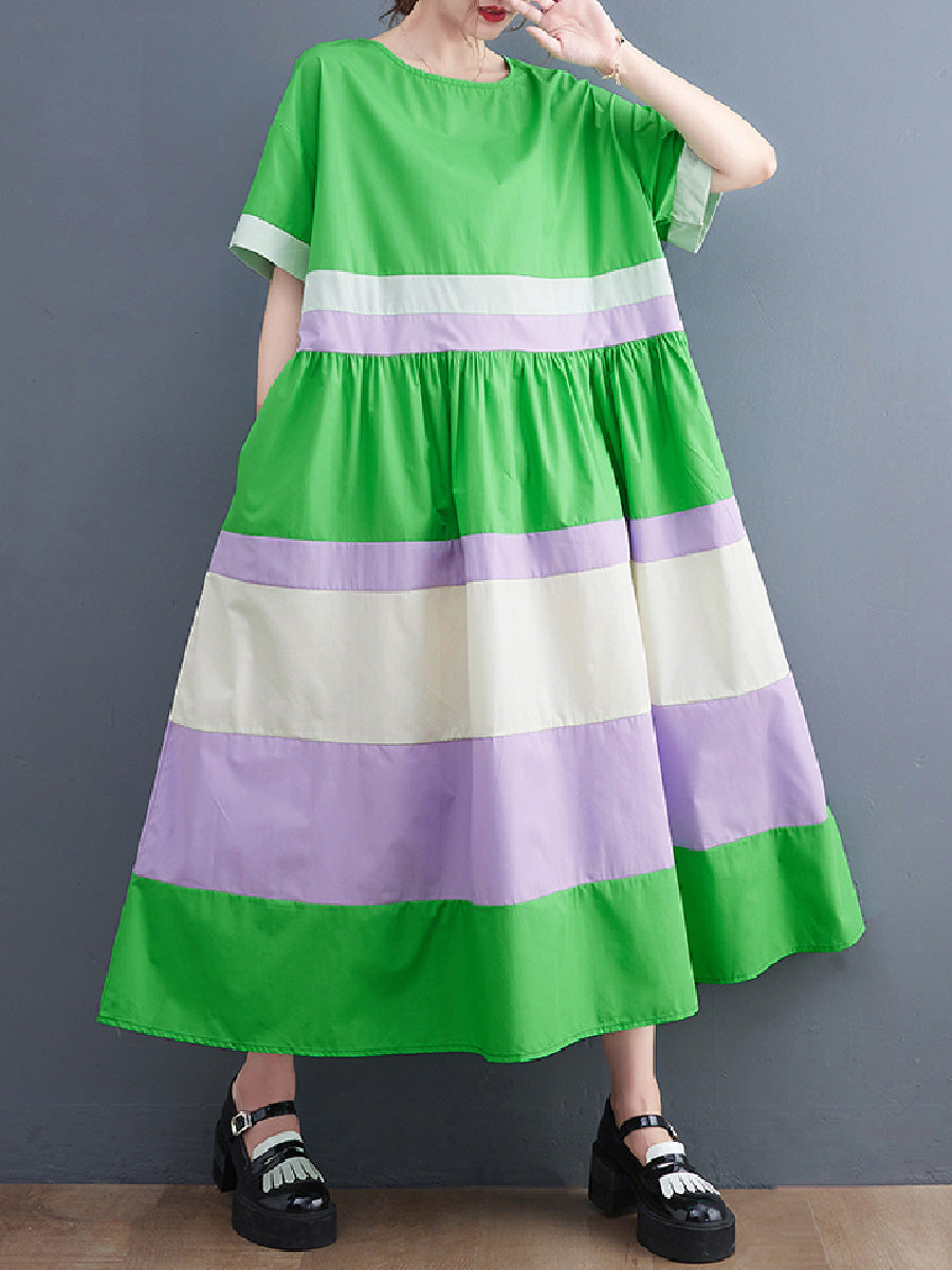 Casual multi color patchwork Loose Dress