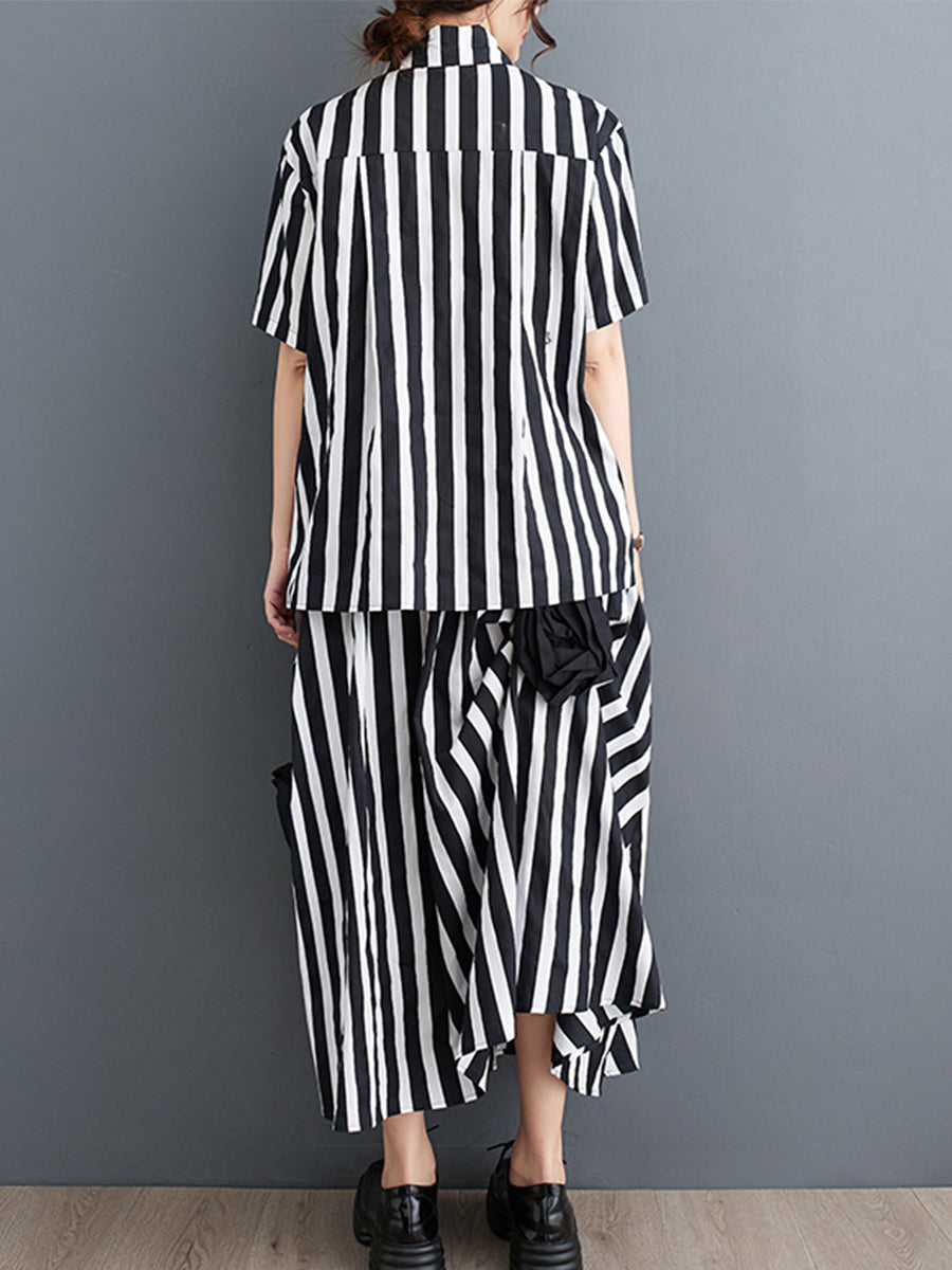 Vertical stripe printed loose set