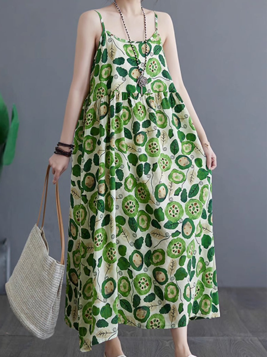 Vintage printed drawstring dress