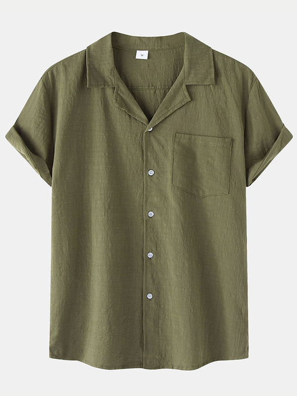 Chemise à manches courtes en coton uni pour homme