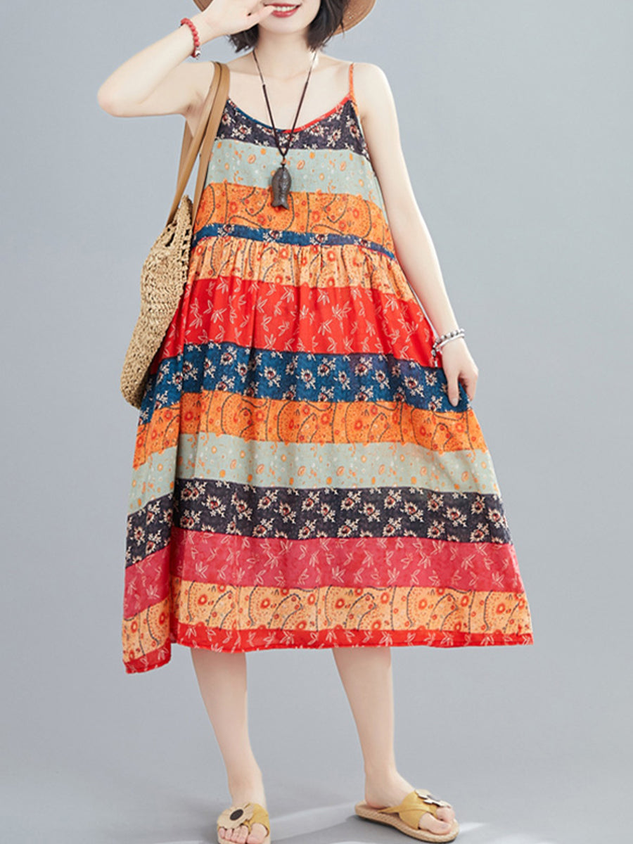 Colorful printed strap dress