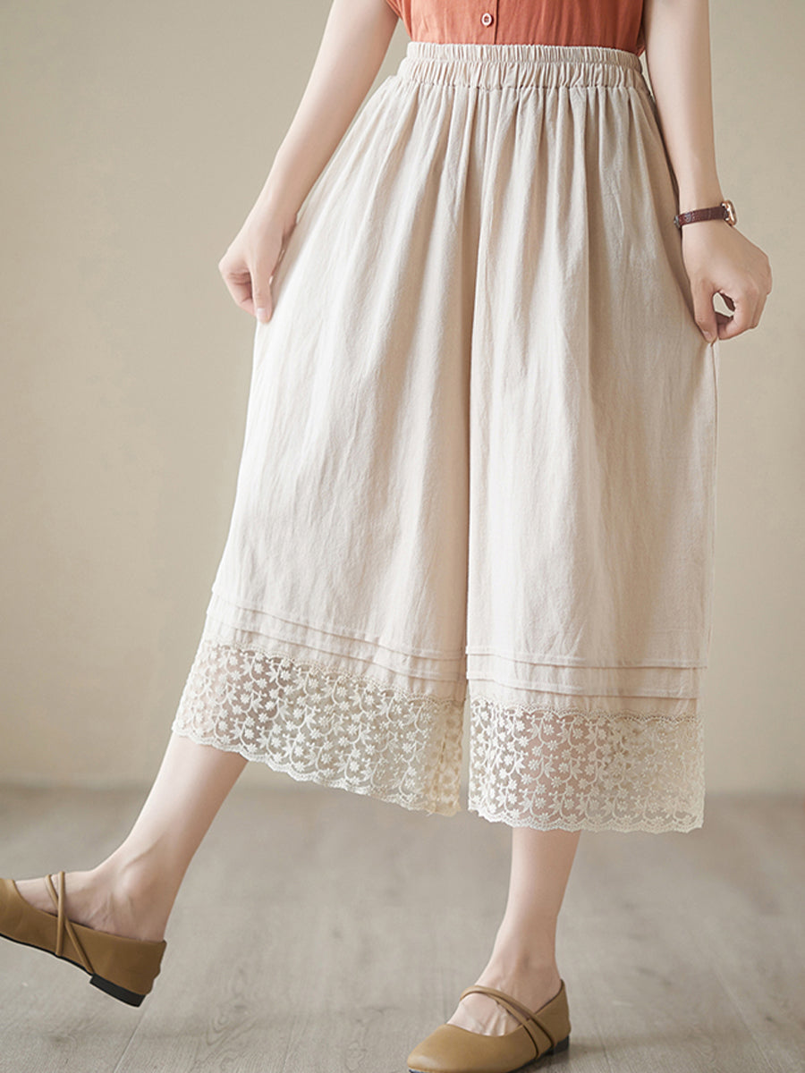 Oversized lace patchwork skirt pants