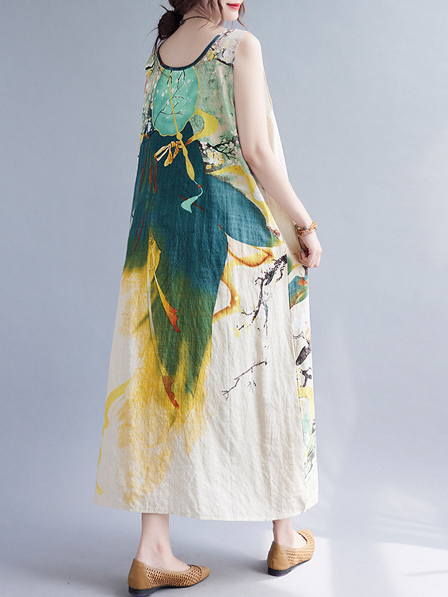 Landscape printed sleeveless dress