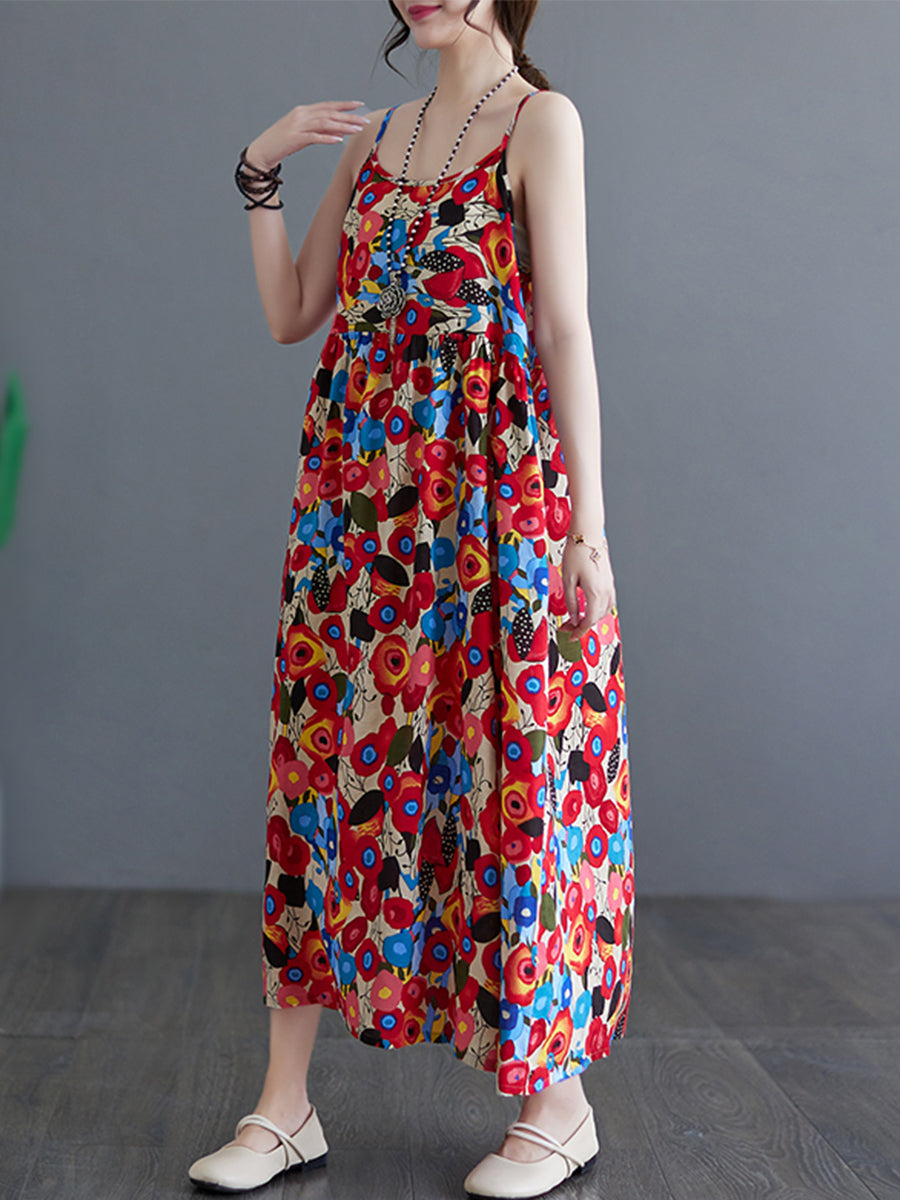 Vintage printed drawstring dress