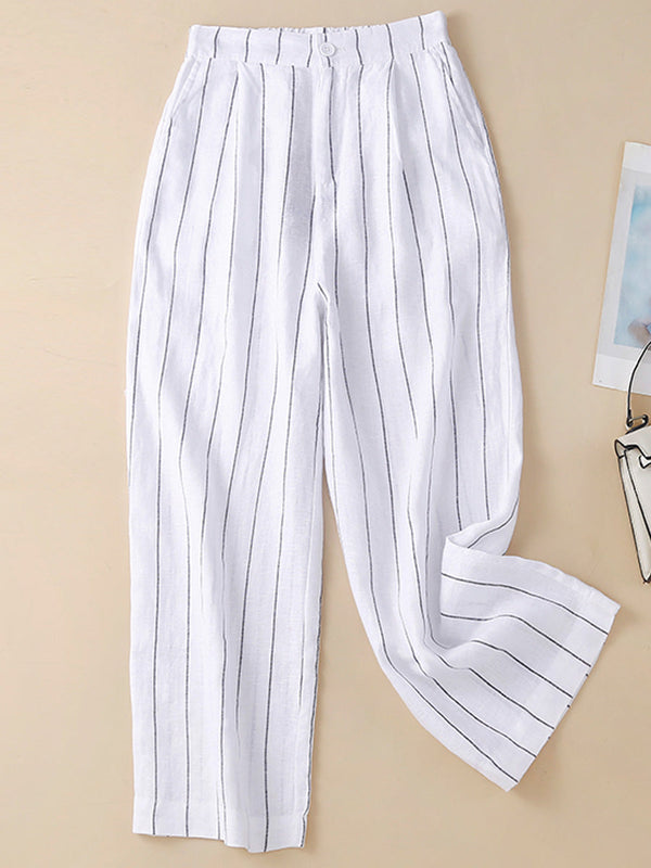 High waisted vertical striped pants