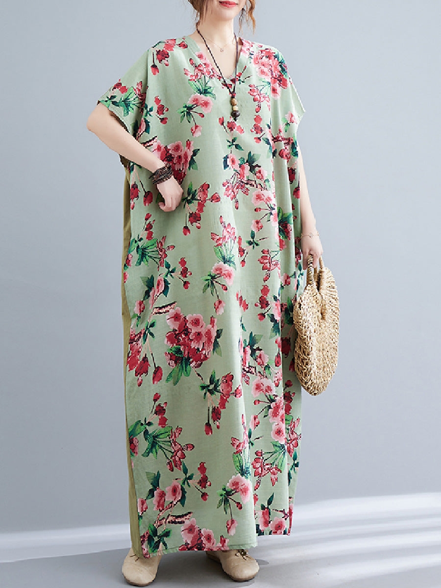 Floral V-neck long Dress