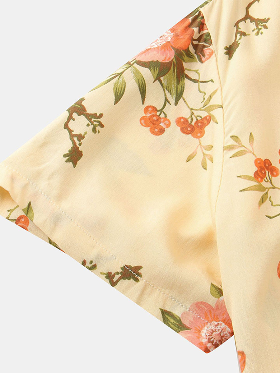 Chemise à manches courtes à imprimé floral pour hommes