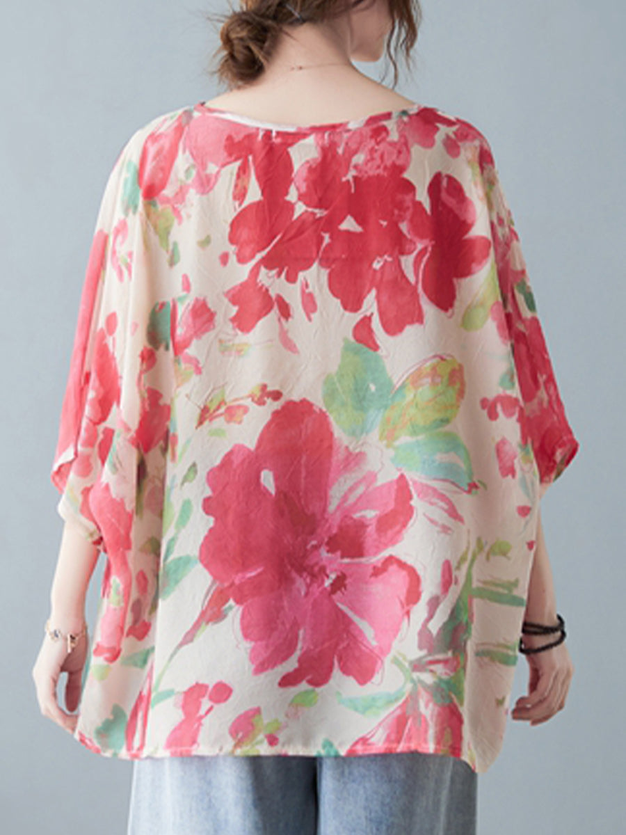 Flower printed round neck shirt