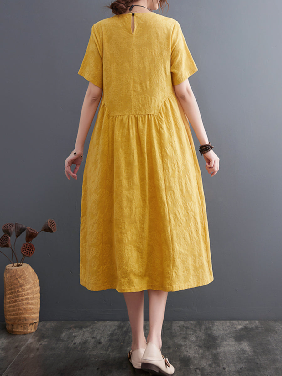 Solid Cotton and Linen Dress