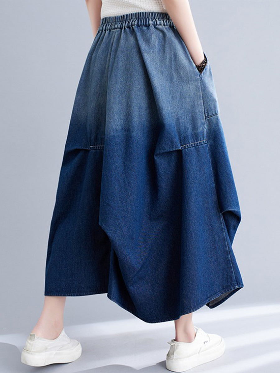 Oversized gradient jeans skirt