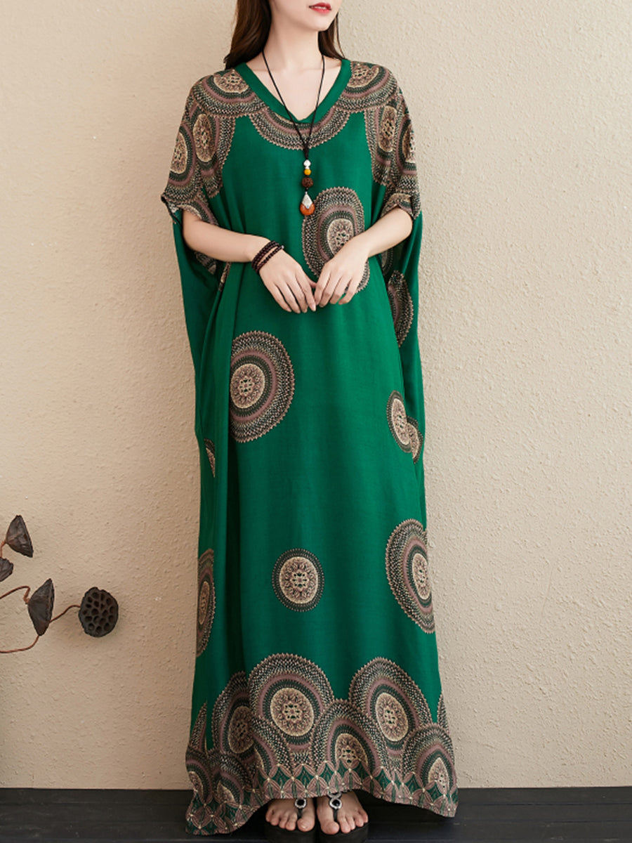 Ethnic style round neck dress