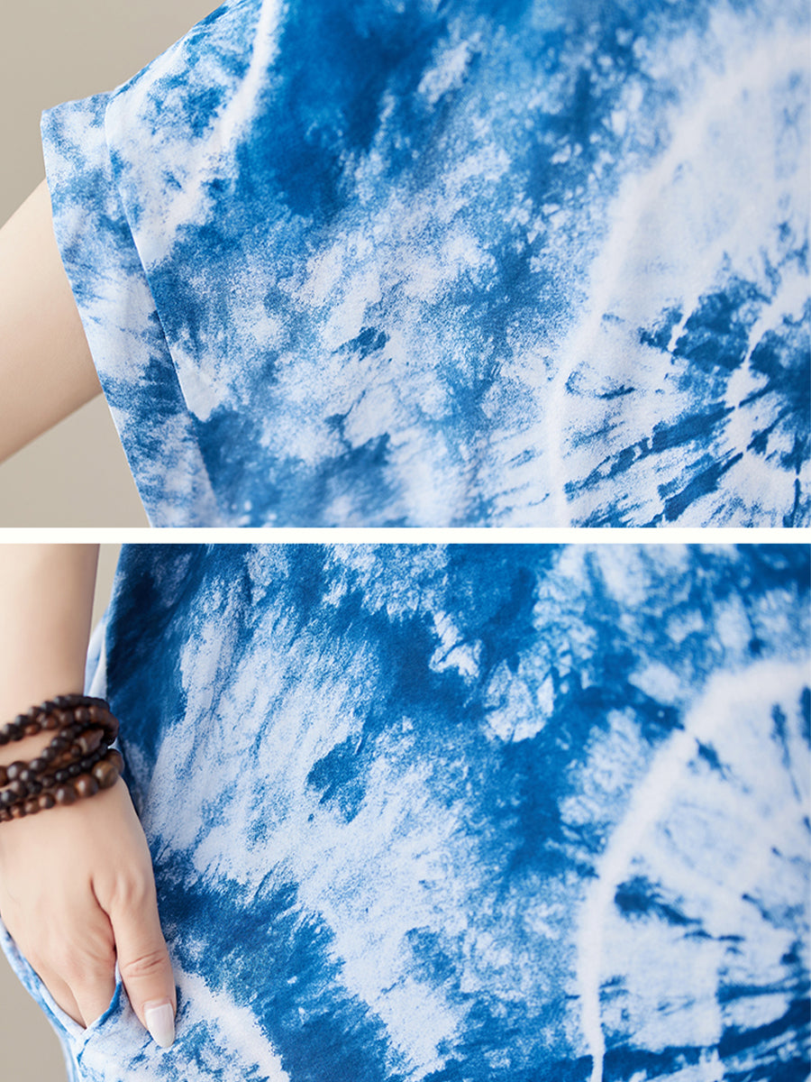 Tie dye printed holiday style dress