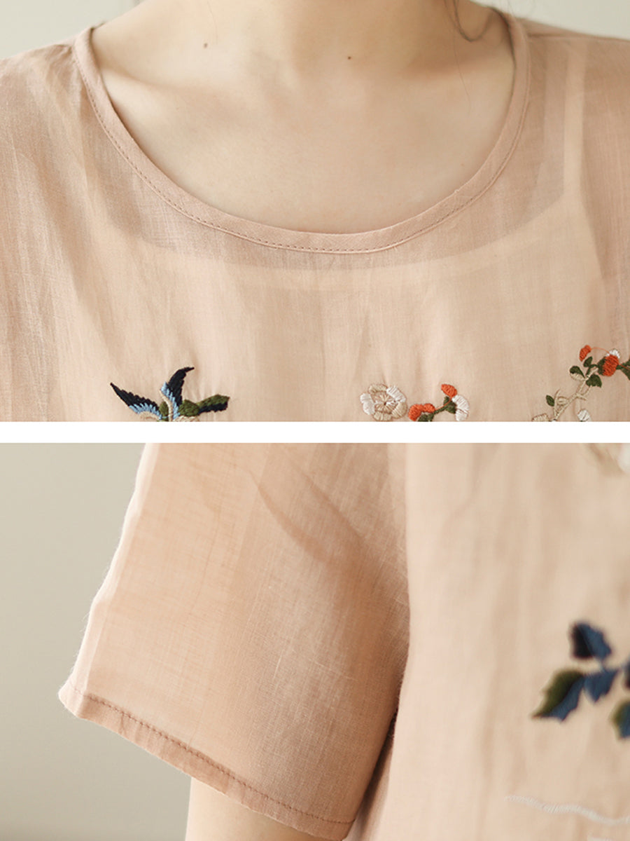 Flower printed round neck top