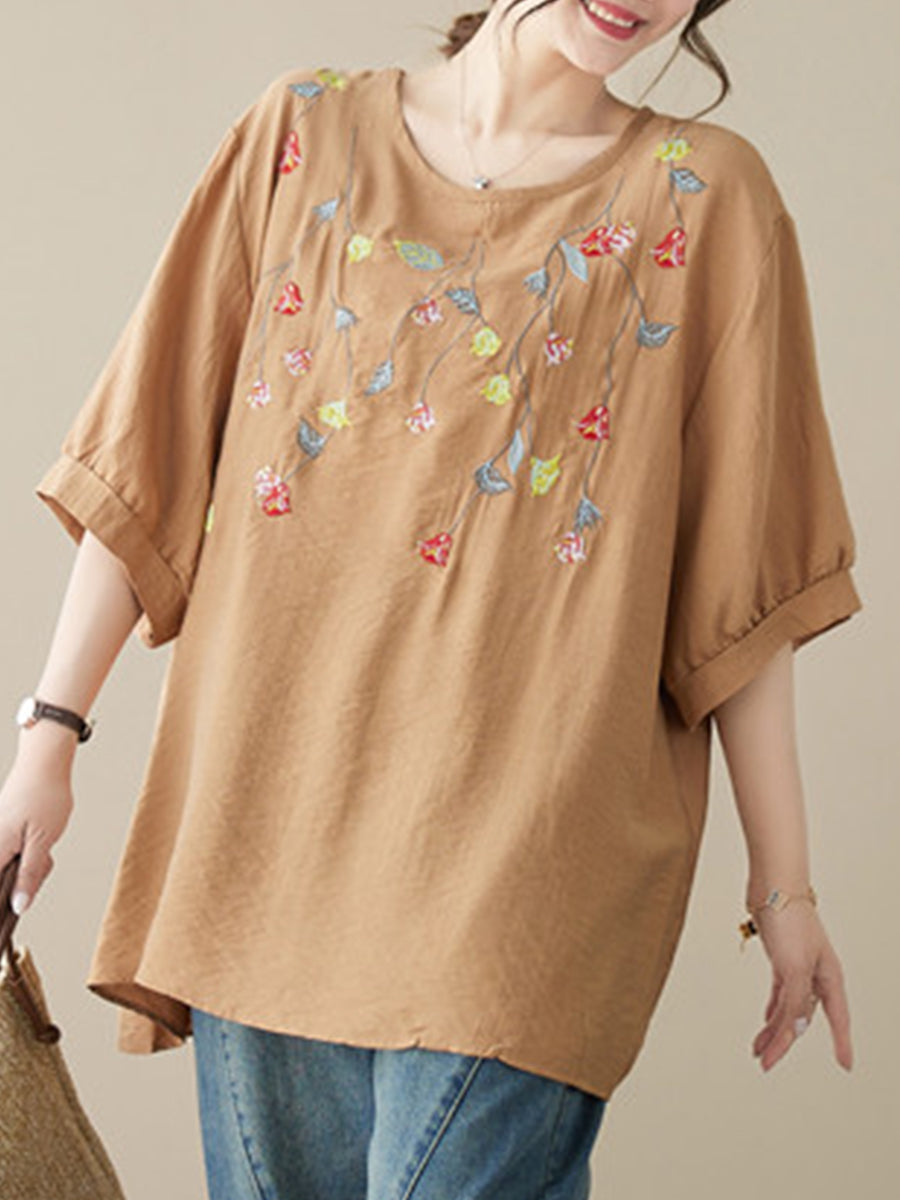 Embroidered round neck shirt