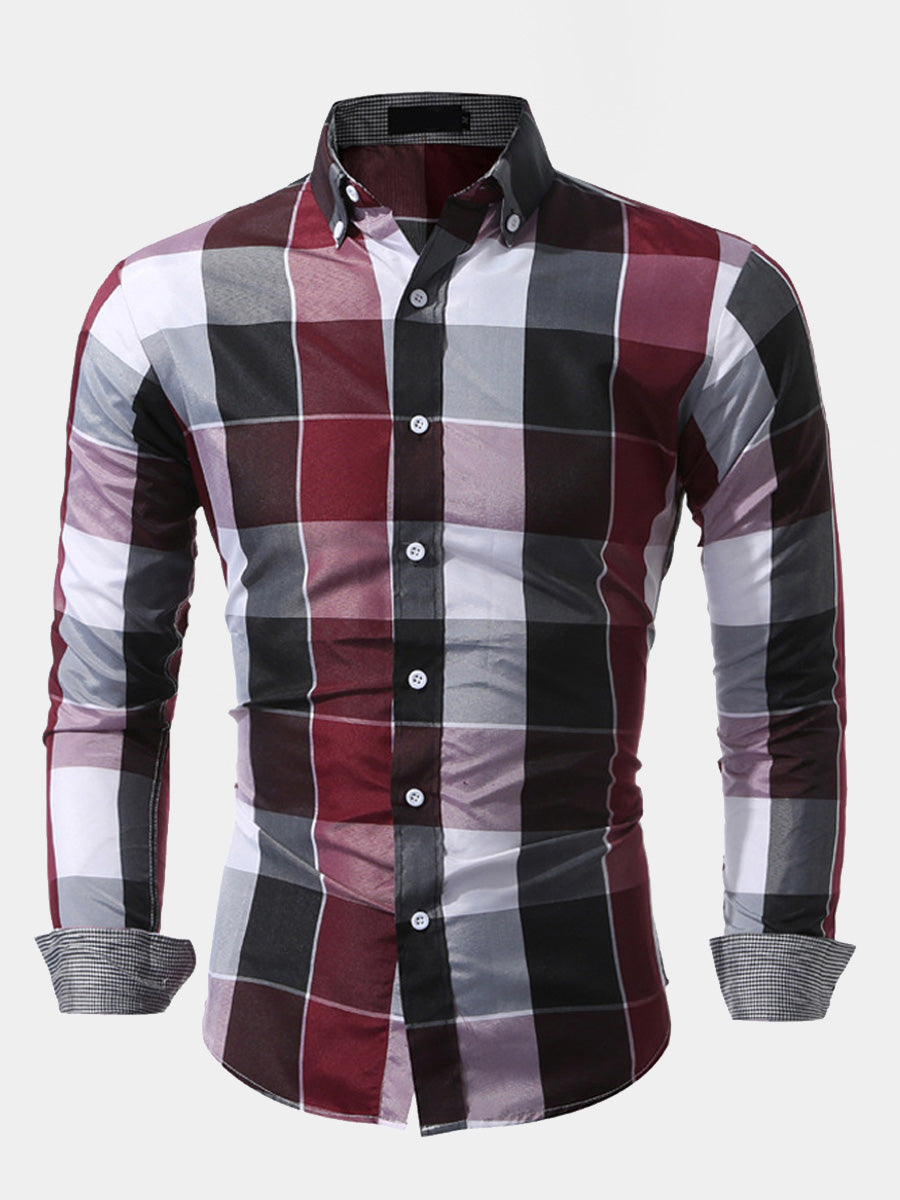 Men's plaid print long sleeve shirt