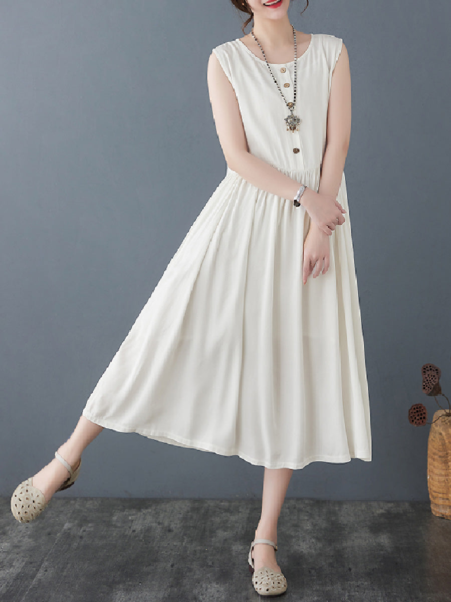 Solid Casual Cotton Dress