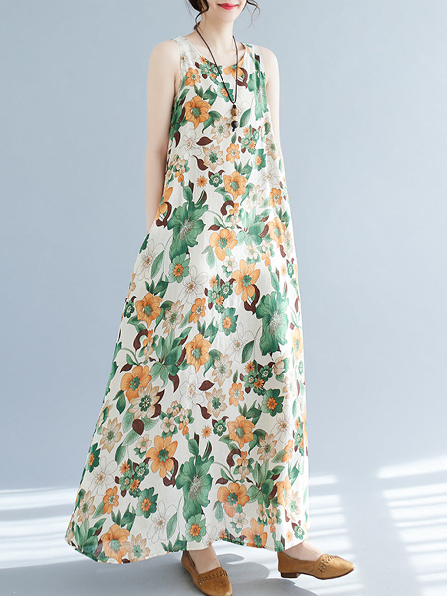 Sleeveless Tank Top Printed Long Dress