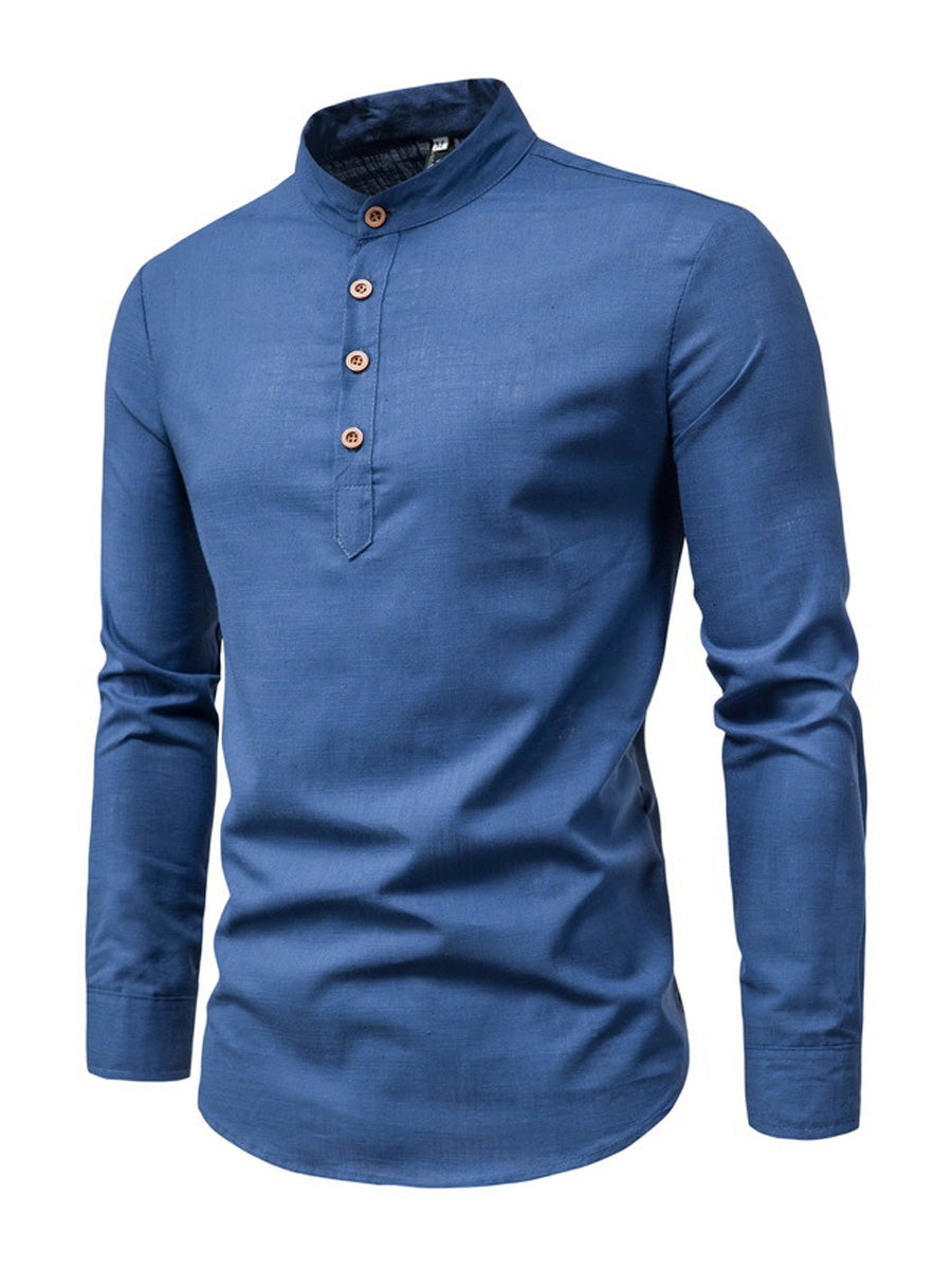 Chemise décontractée boutonnée à manches longues pour hommes