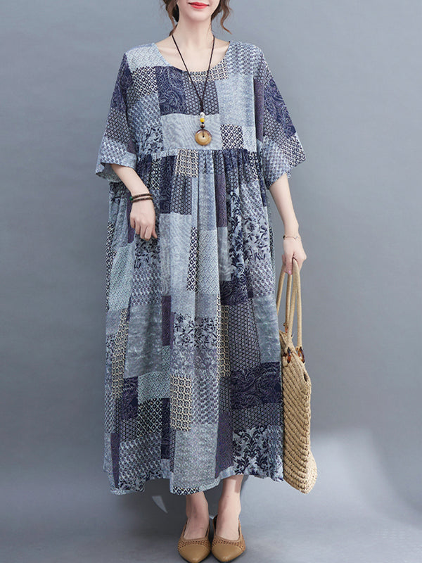 Block Panel Printed Dress