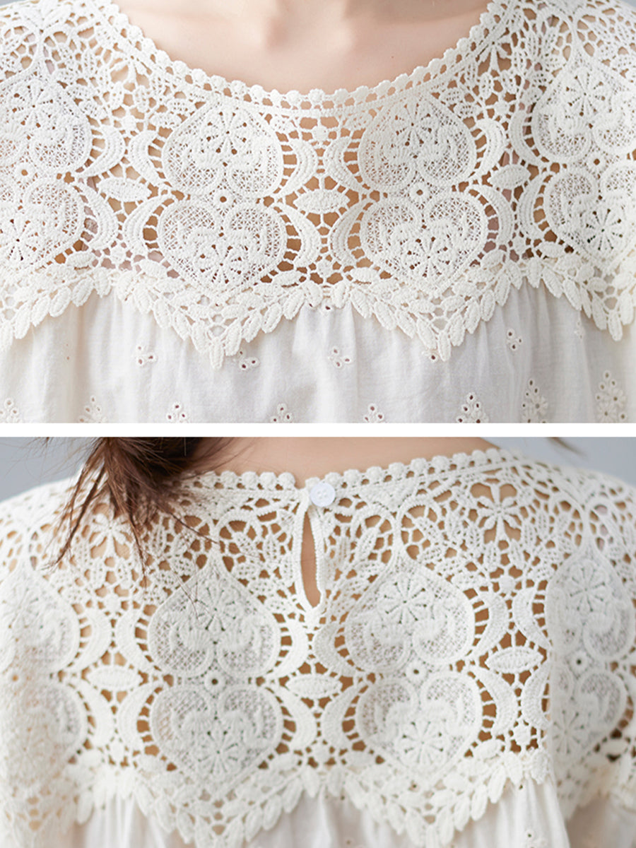 Lace cut out patchwork top