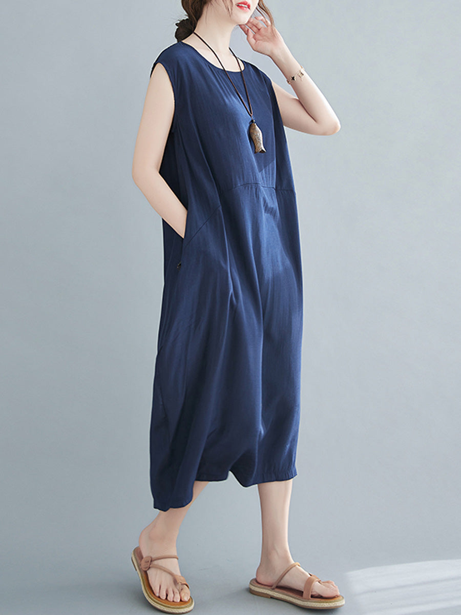 Temperament Sleeveless Solid Color Dress