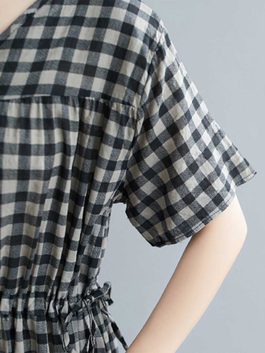 Checkered Large Short Sleeve Dress