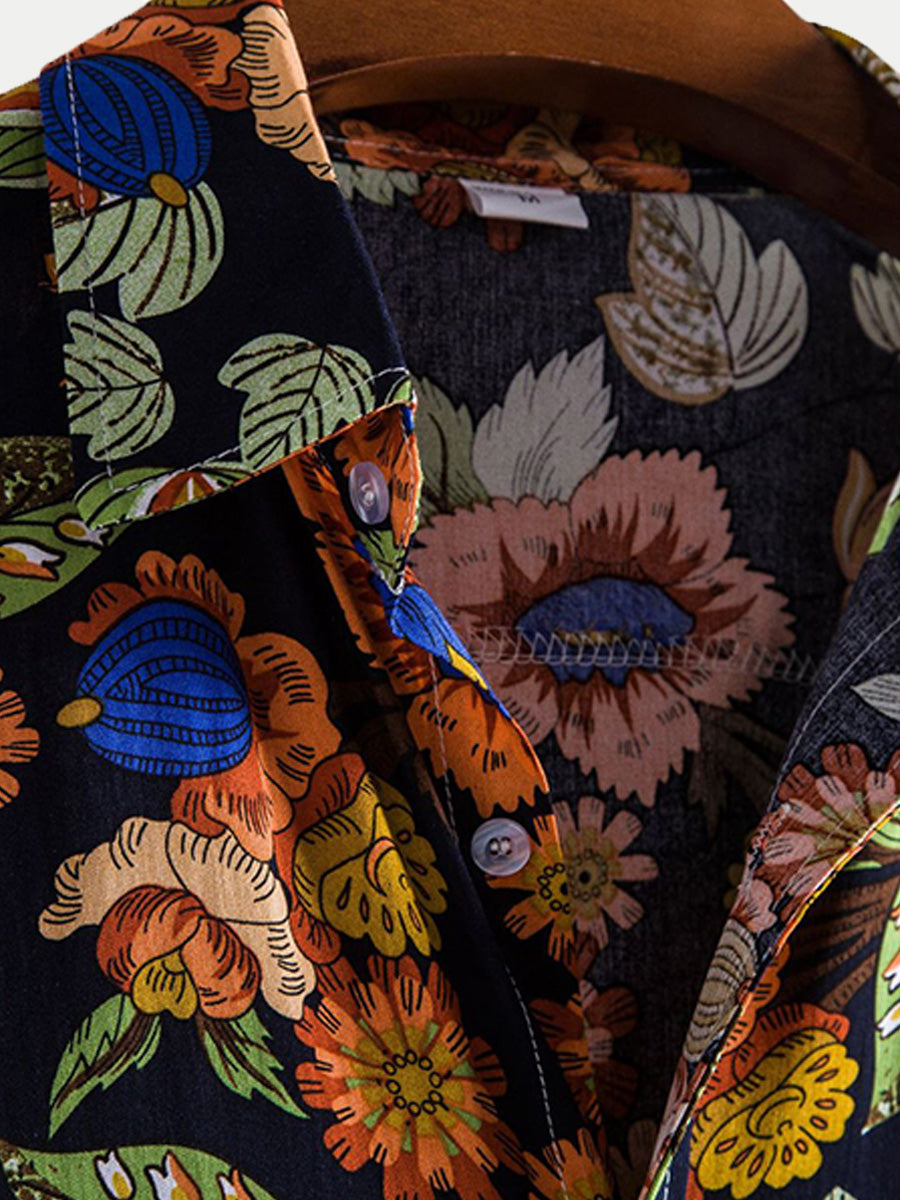 Chemise à manches courtes à imprimé floral pour hommes