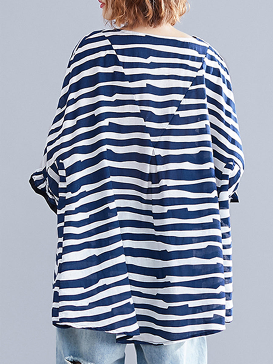 Horizontal striped oversized top