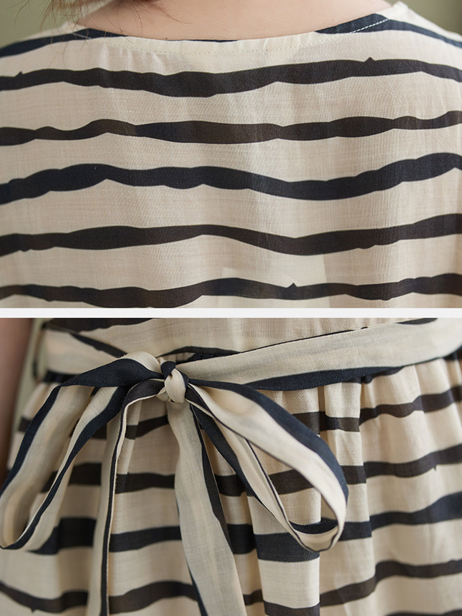 Horizontal striped waist up dress