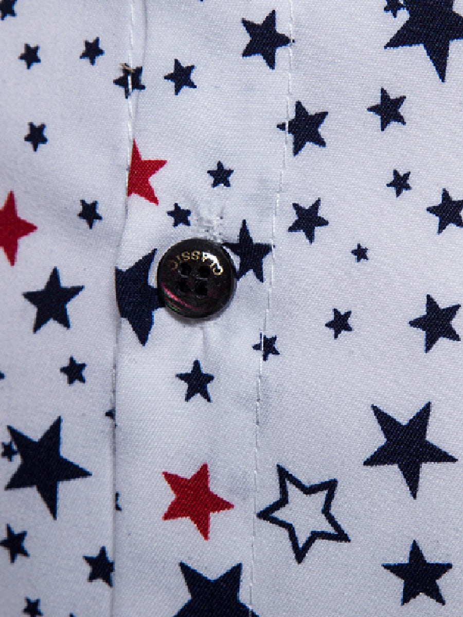 Camicia da uomo a maniche lunghe con stampa stelle