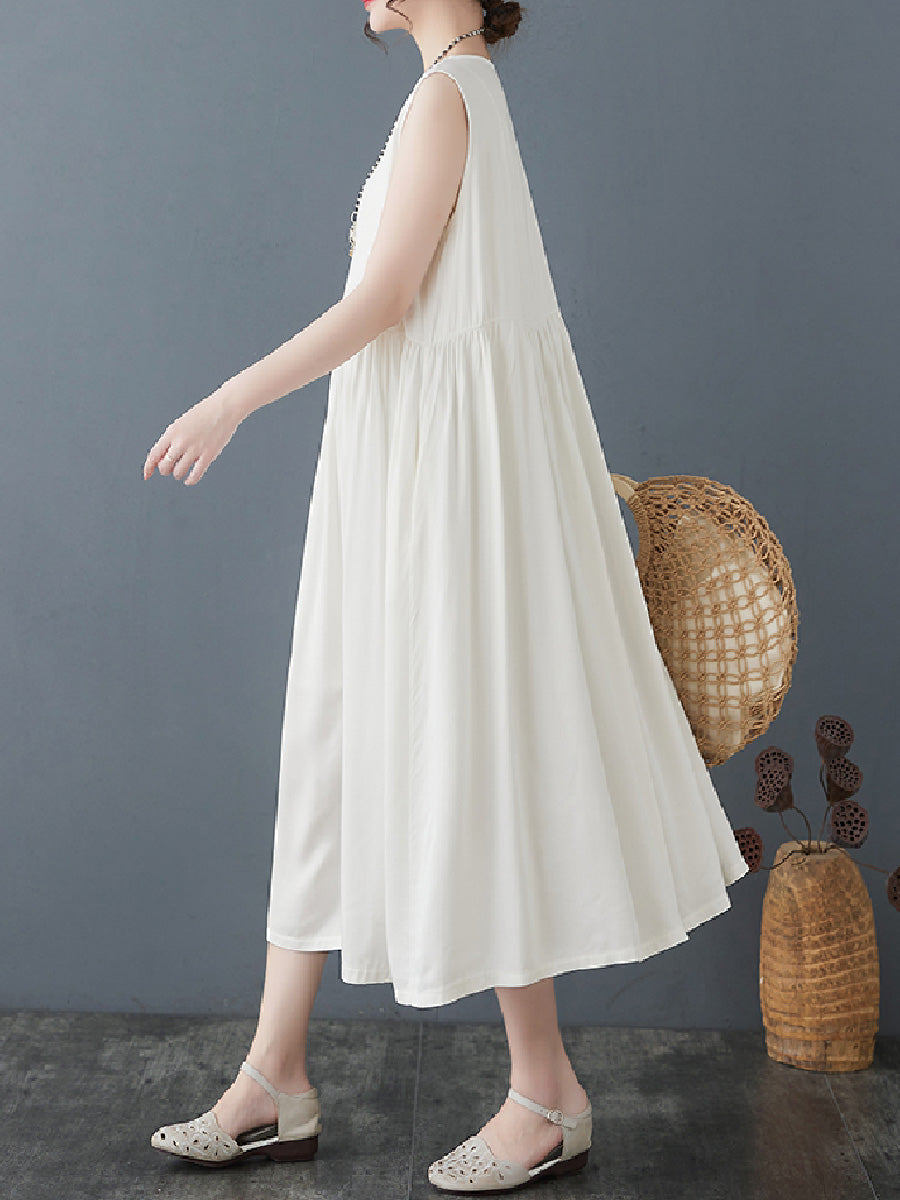 Solid Casual Cotton Dress