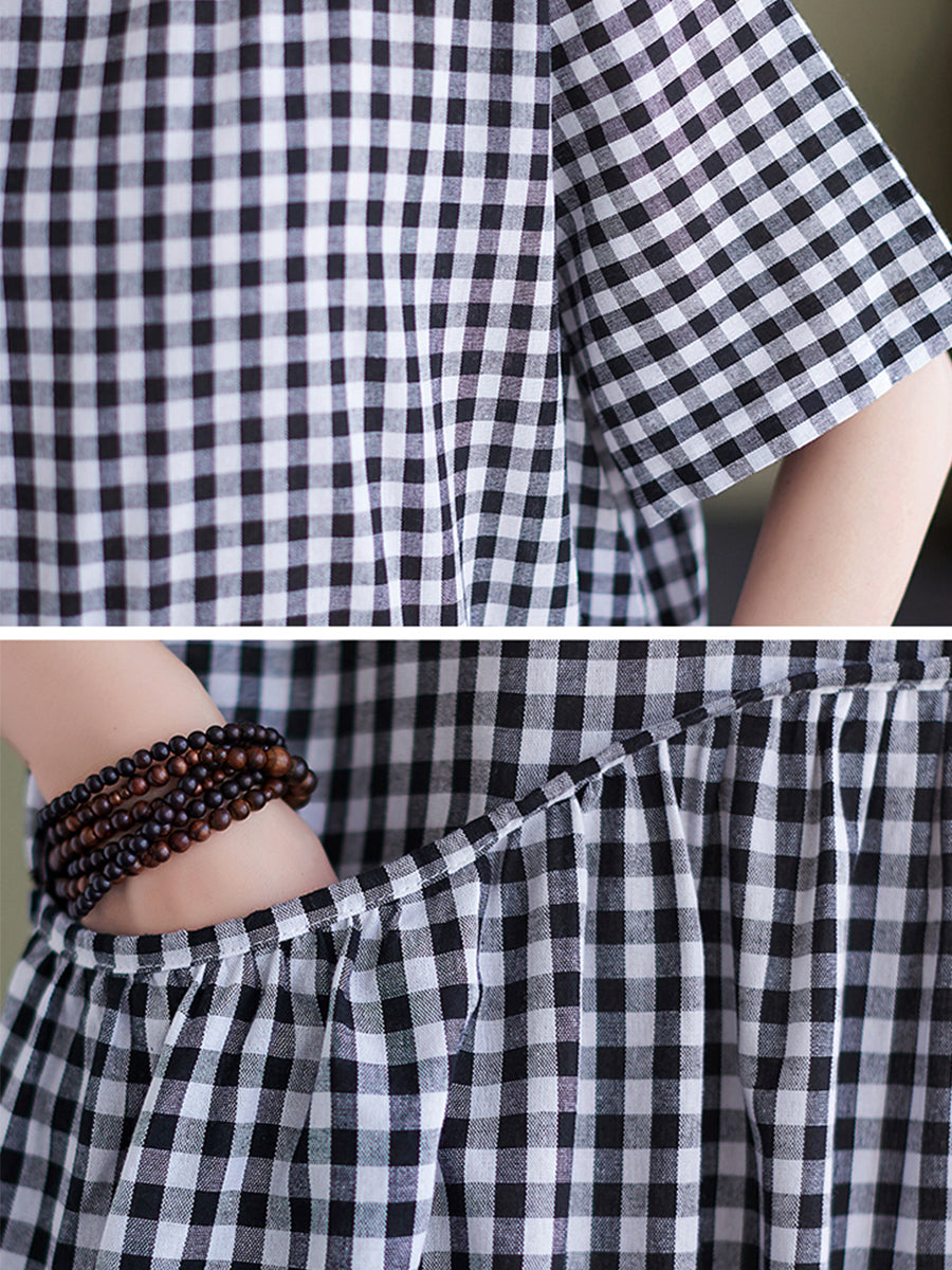 Checkered Short Sleeve Dress