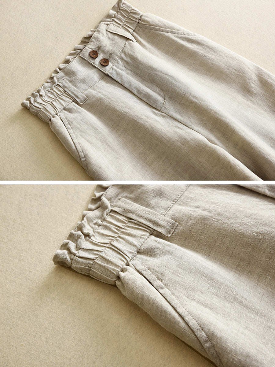 Loose fitting floral waist casual pants