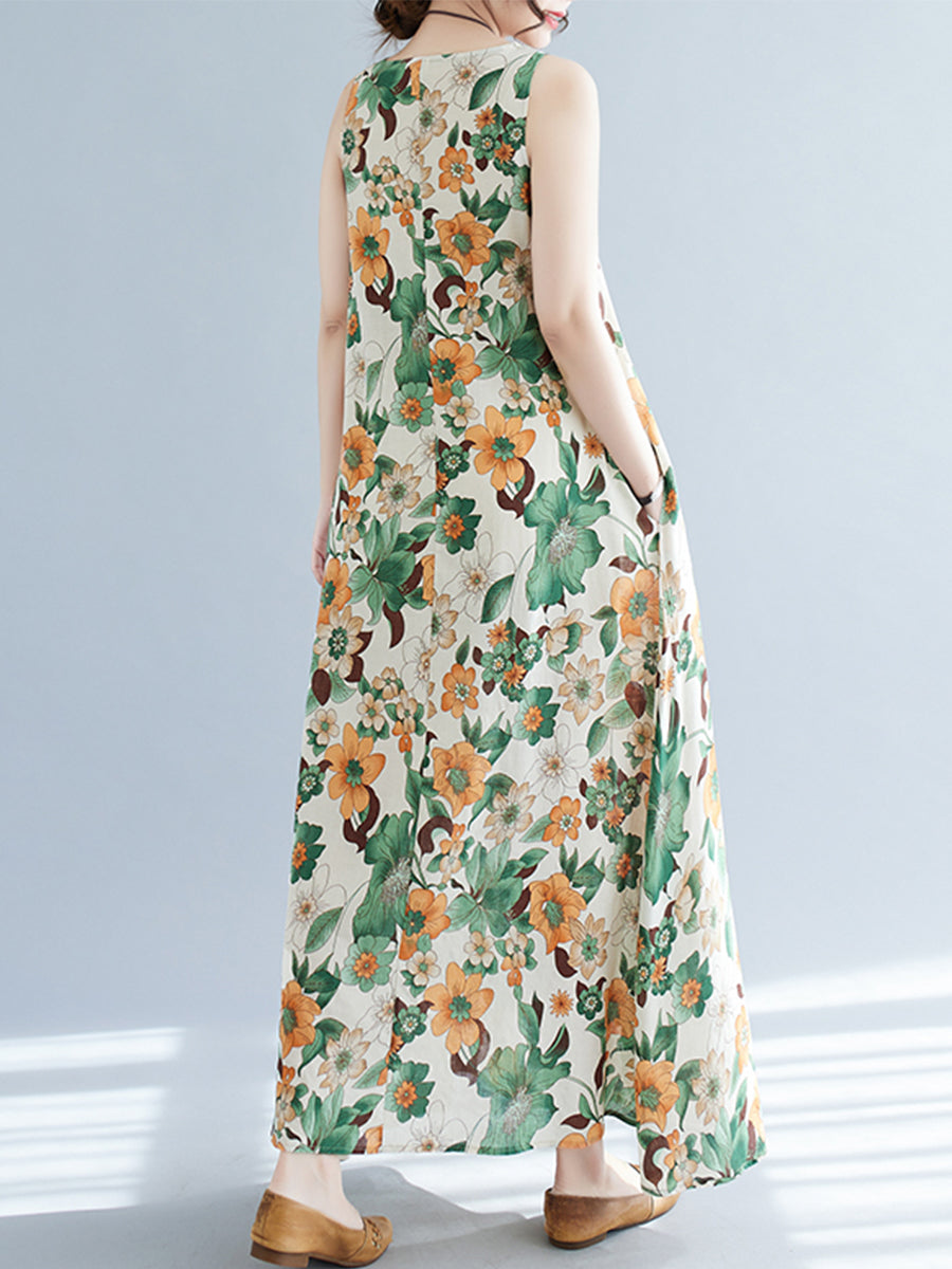 Sleeveless Tank Top Printed Long Dress