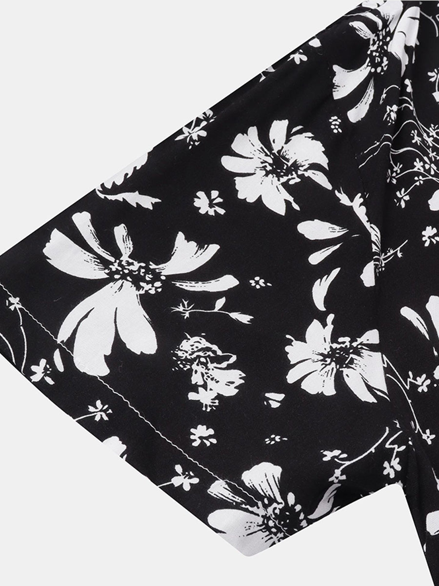 Chemise à manches courtes à imprimé floral pour hommes