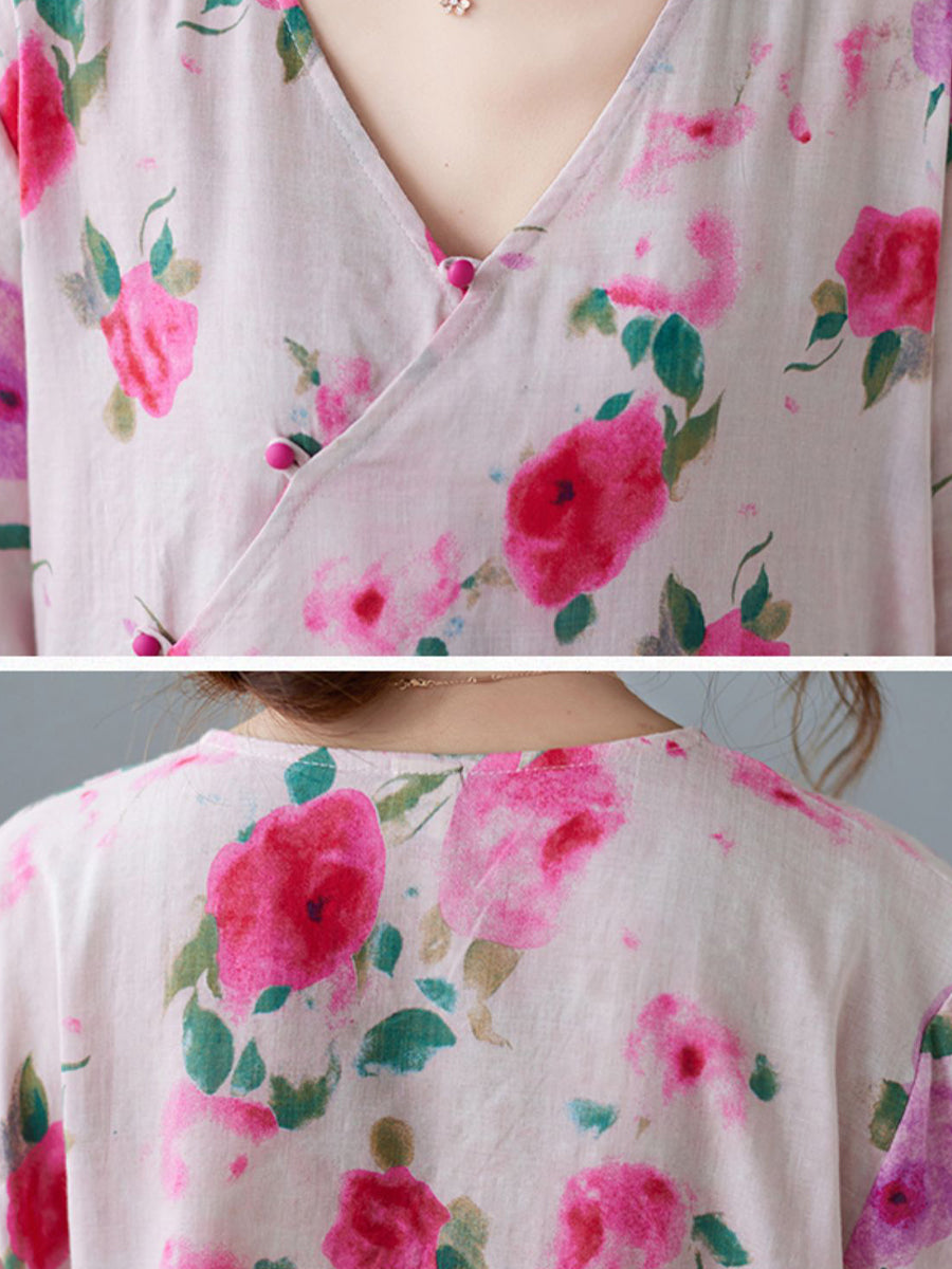 Flower diagonal button shirt