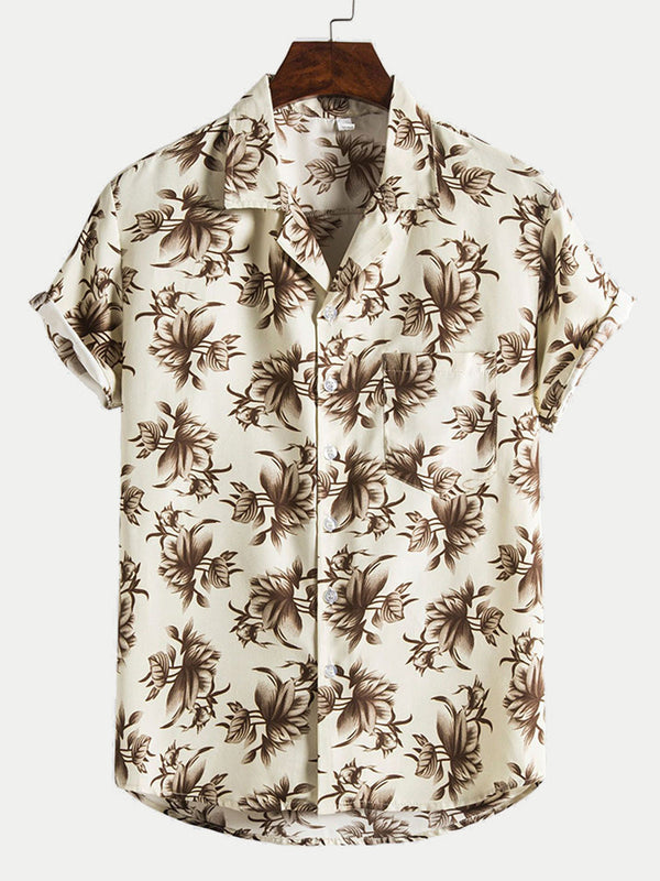 Chemise à manches courtes à imprimé floral pour hommes