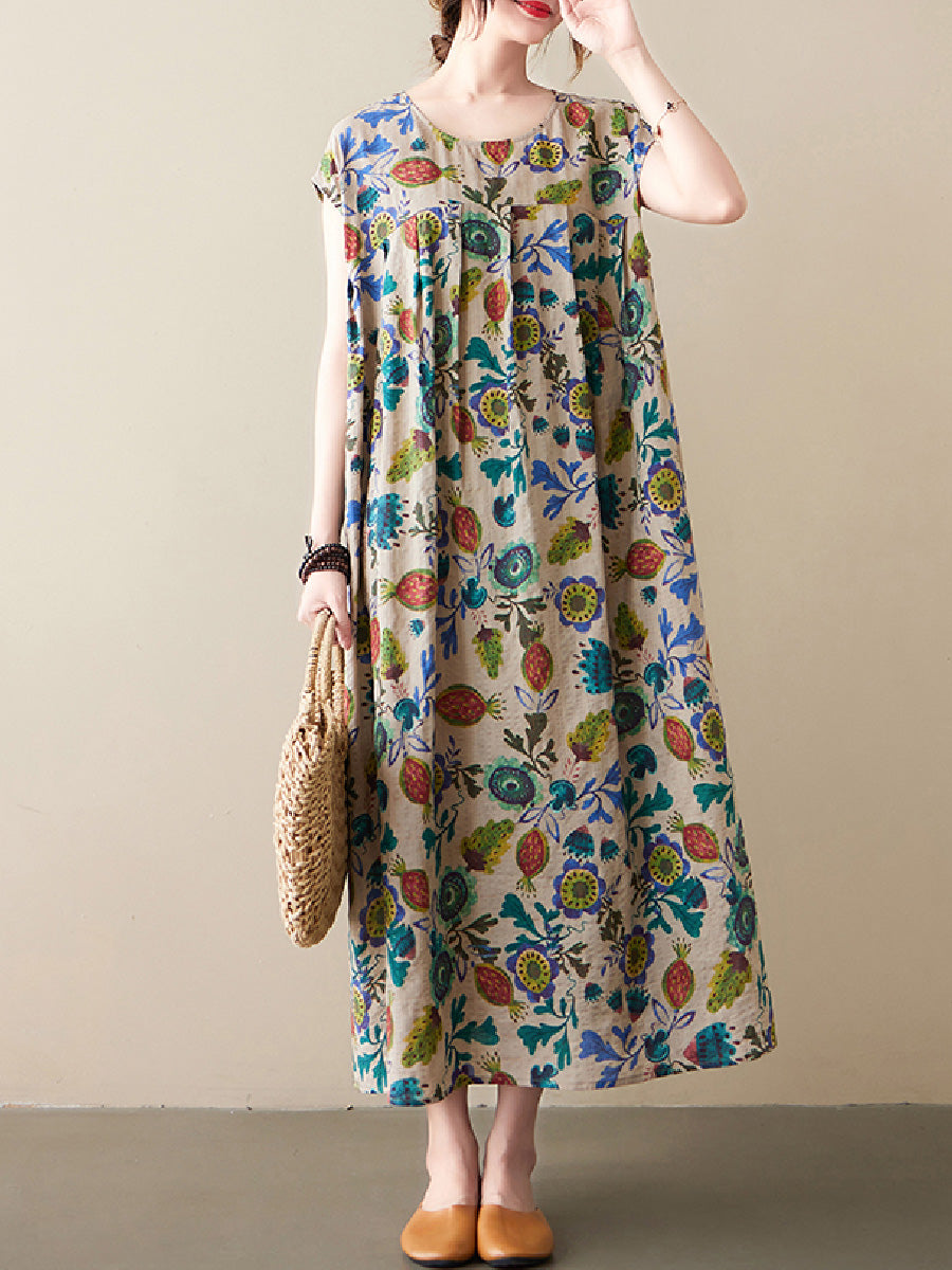 Floral cotton and linen Dress