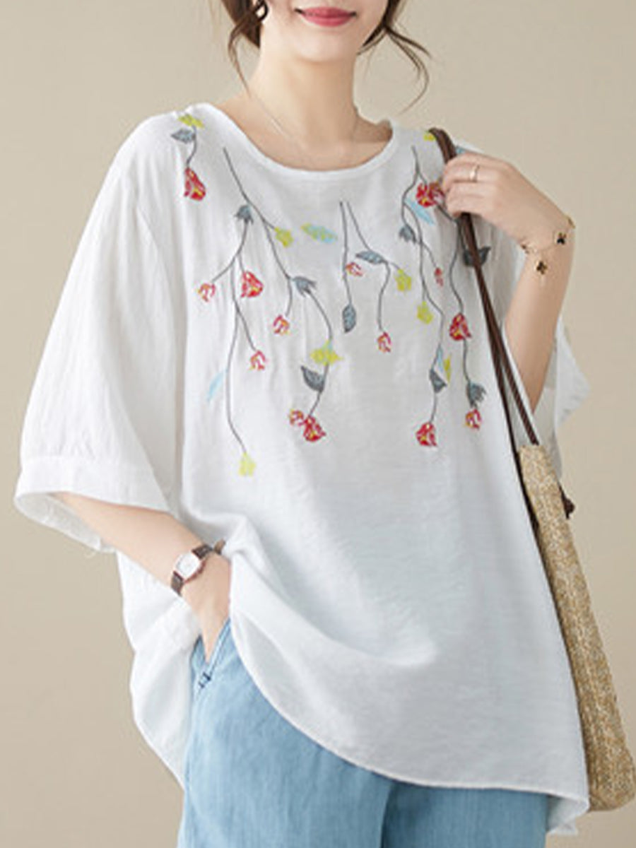 Embroidered round neck shirt