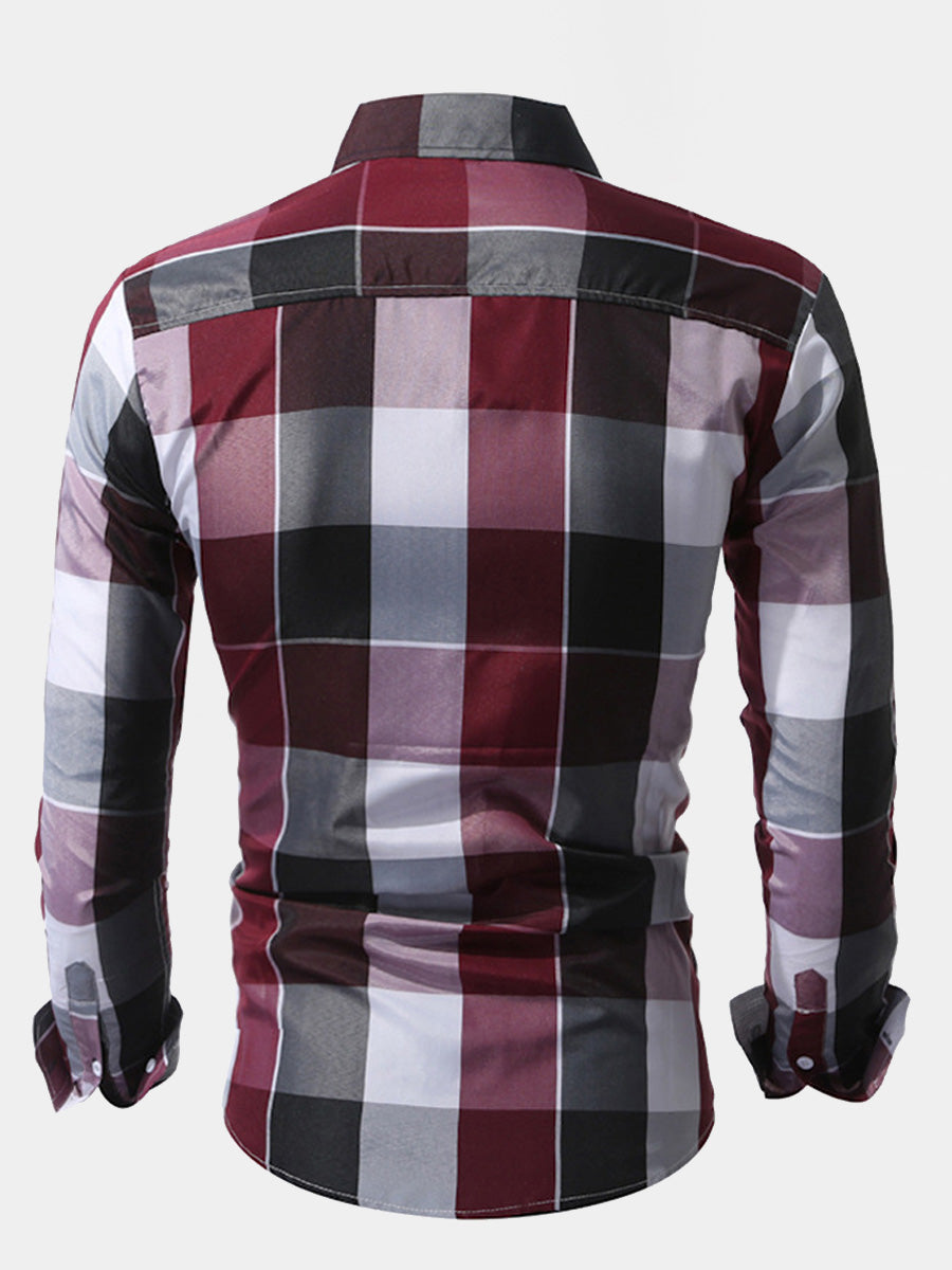 Men's plaid print long sleeve shirt