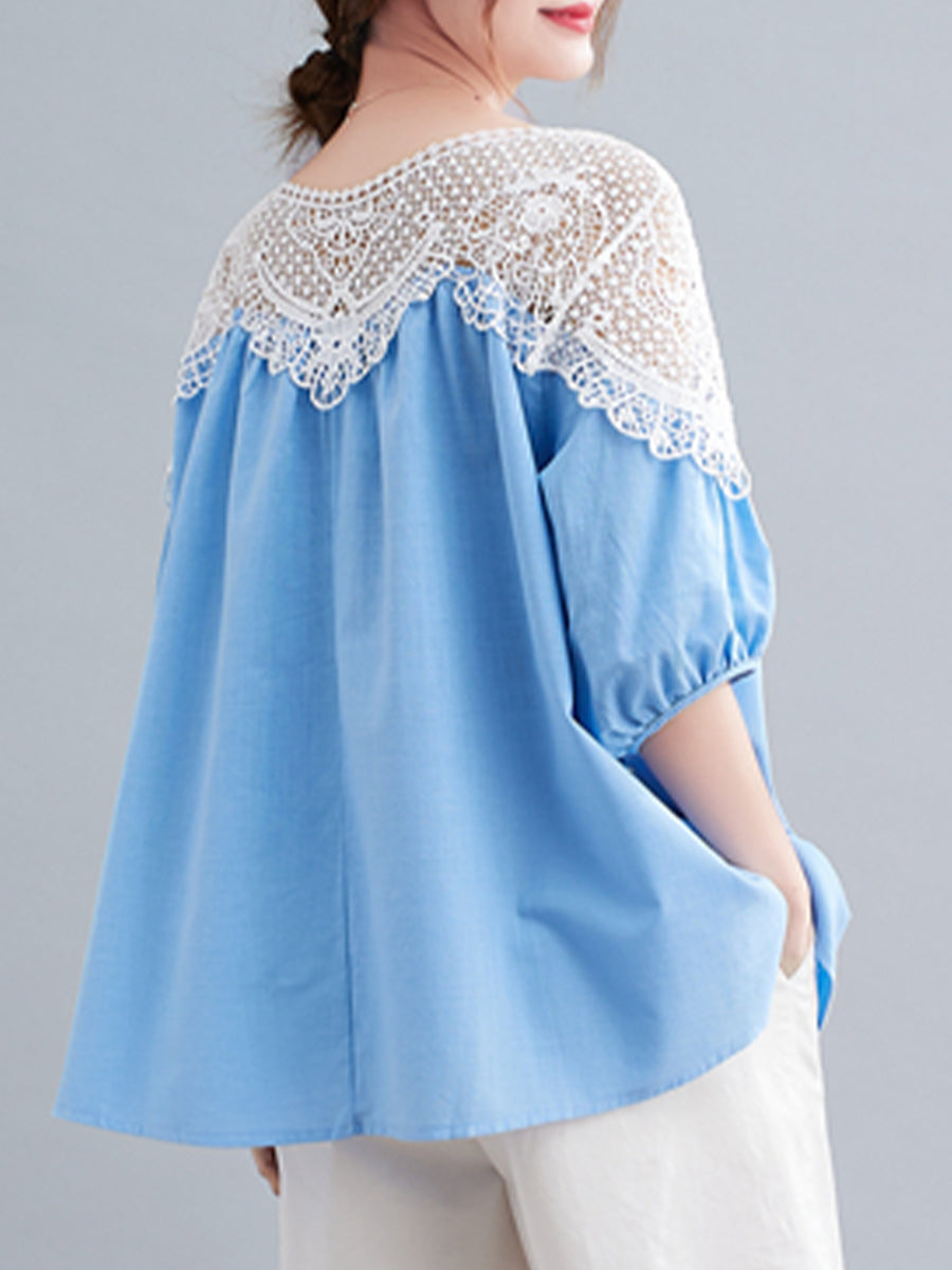 Lace patchwork shirt