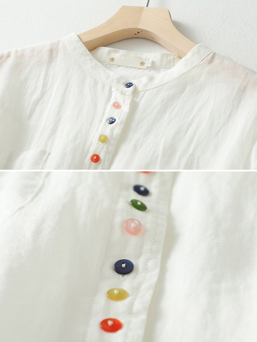 Colorful buckle standing collar shirt