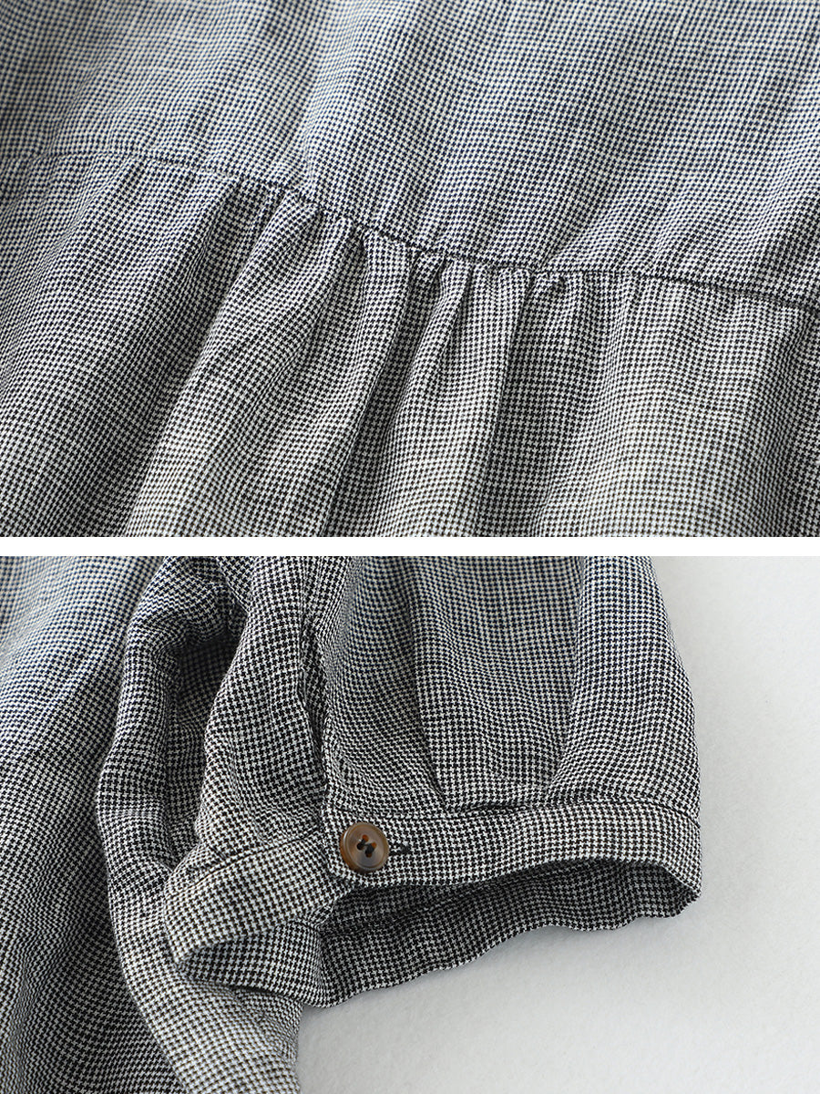 Pure linen checkered shirt