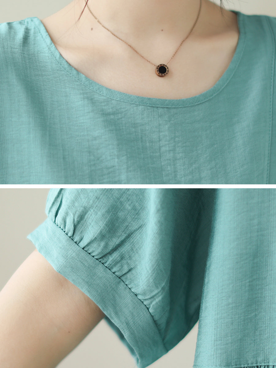 Round neck diagonal button shirt