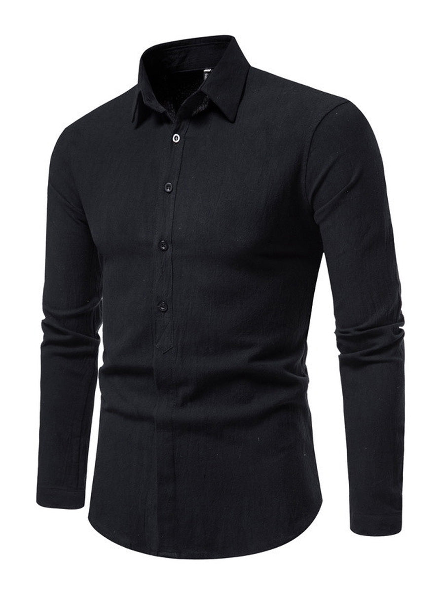 Men's solid casual Long Sleeve Shirt