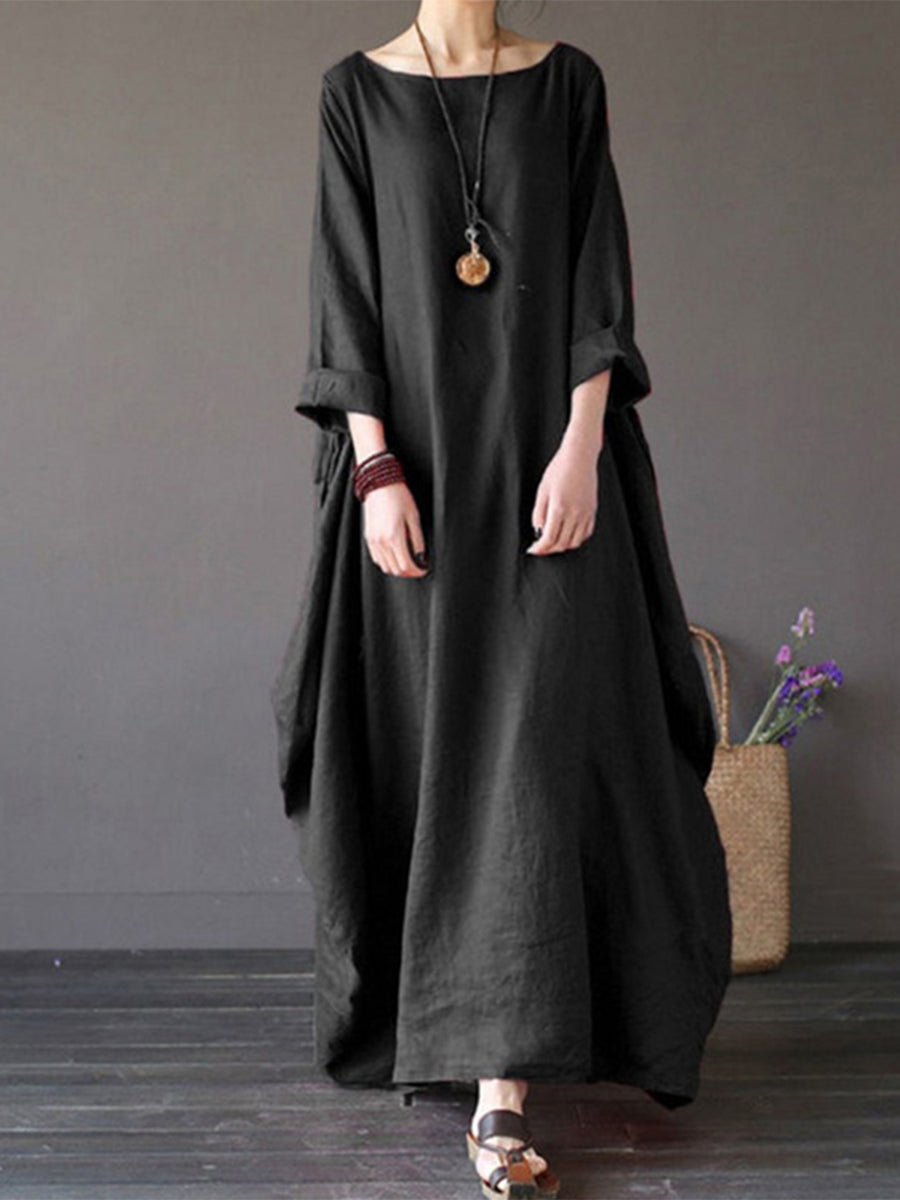 Solid linen oversized dress