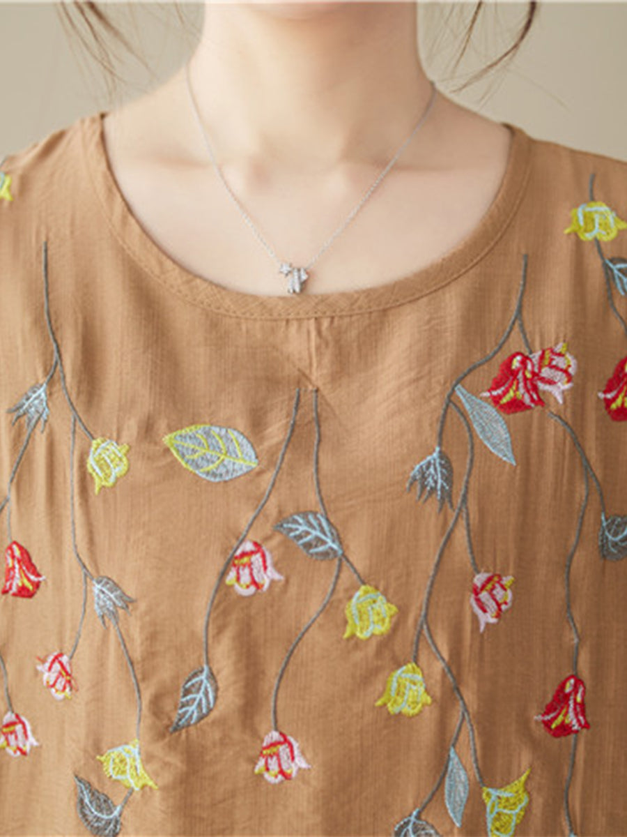 Embroidered round neck shirt