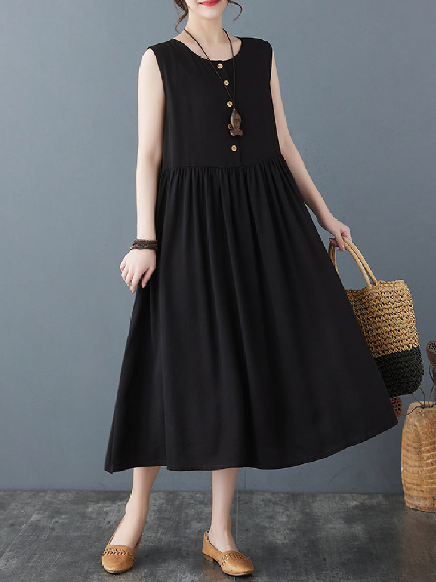 Solid Casual Cotton Dress