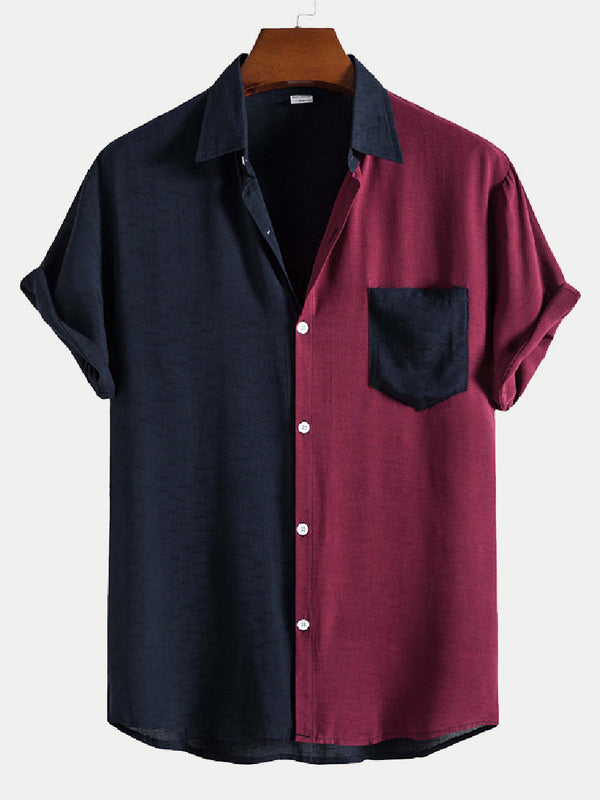 Men's Colored casual short sleeve shirt