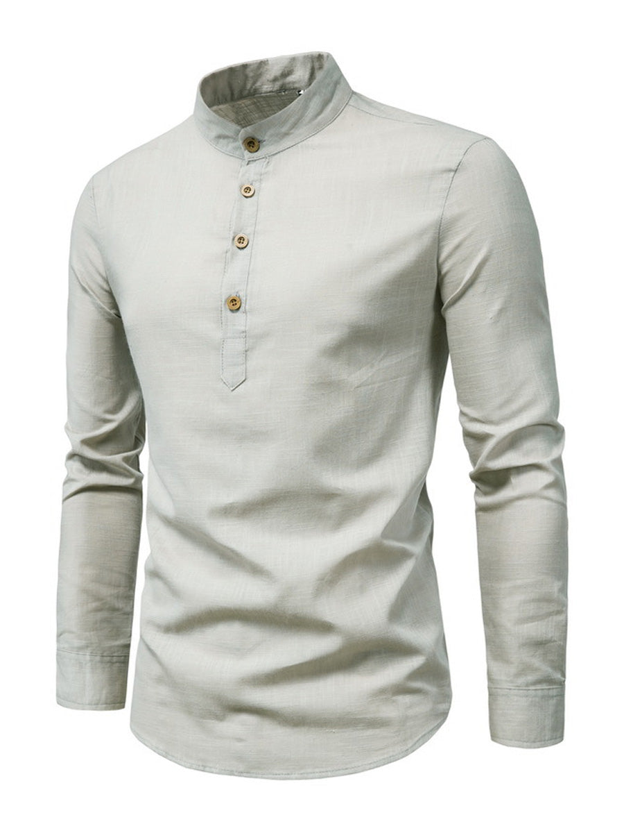 Chemise décontractée boutonnée à manches longues pour hommes